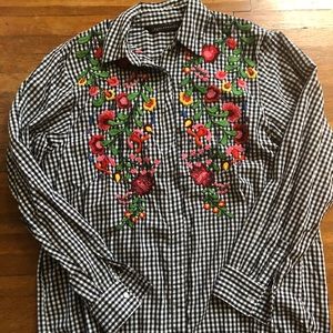 Zara long embroidered top